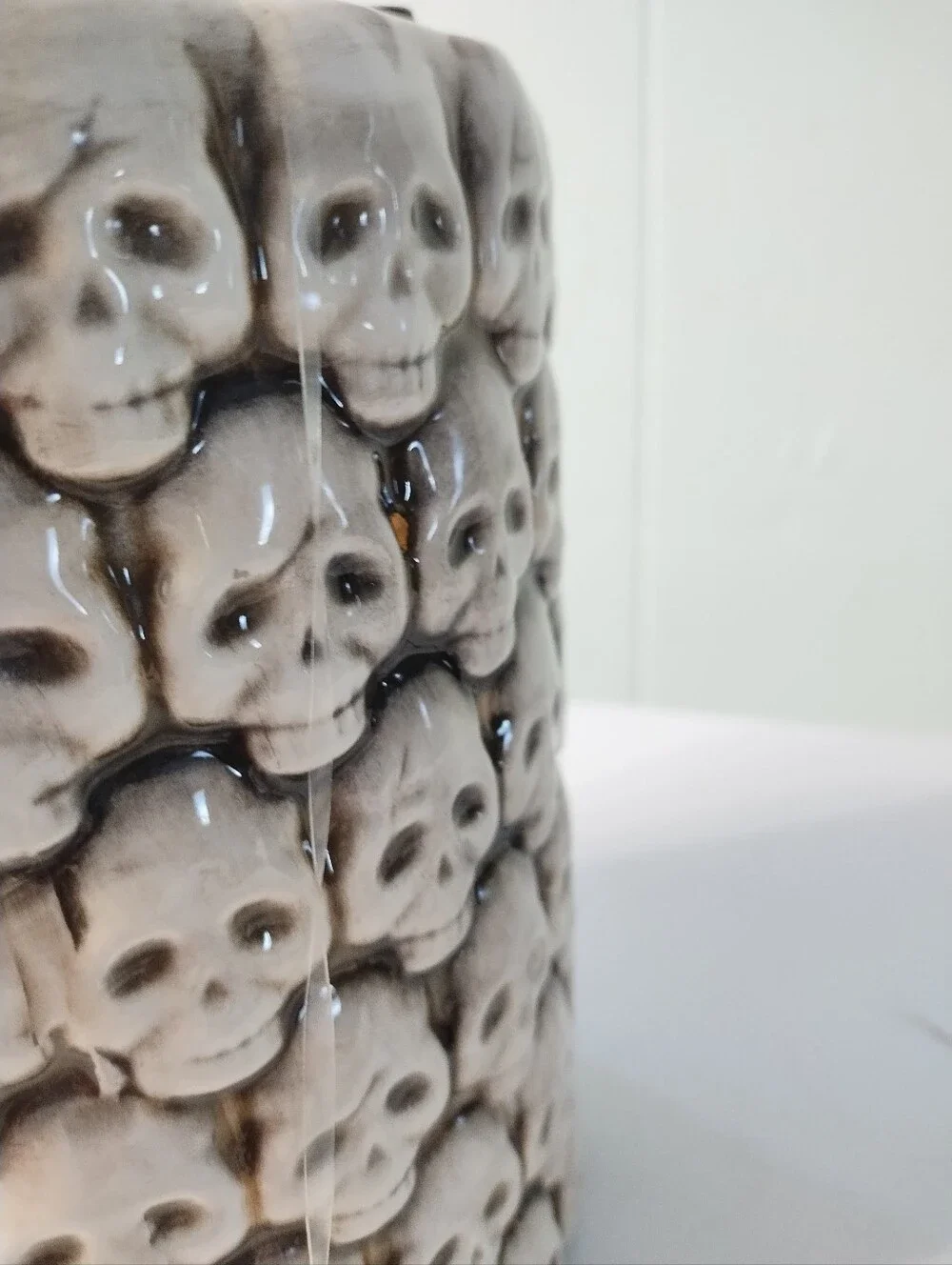 NWT Large Happy Halloween Skull Pattern Ceramic Canister/Cookie Jar